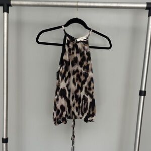 Lavender Brown Animal Print Halter Camisole in Black, Brown & Cream